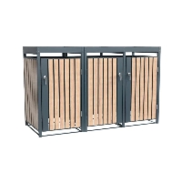 Westmann Metalowy kosz na śmieci Planta | 3x240 Dł. | Skrzynia na śmieci z dachem roślinnym | 84x200x124 cm