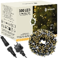 Lampki choinkowe 25,5 m biały ciepły, flash biały zimny 300 led oświetlenie świąteczne IP44