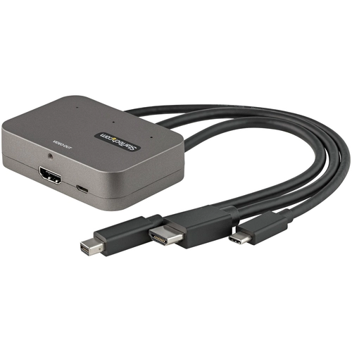 CDPHDMDP2HD, StarTech.com CDPHDMDP2HD video kabel adapter 0.27 m HDMI + USB HDMI + Mini DisplayPort + USB Type-C Zwart. Zilver