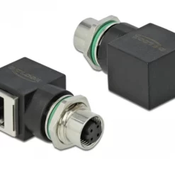 DeLOCK - Netzwerkadapter - M12 (4-polig) (W) gerade naar RJ-45 (W) gewinkelt - CAT 5e - Zwart (66312)