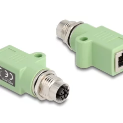 Delock M12 Adapter X-kodiert 8 Pin Buchse zu RJ45 Buchse Cat.5e met Befestigungsloch gerade Groen (60682)