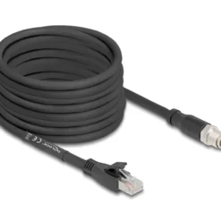 Delock M12 Kabel X-kodiert 8 Pin Stecker zu RJ45 Stecker Cat.5e S/FTP flexibel 10 m Zwart (80586)