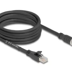 Delock M12 Kabel X-kodiert 8 Pin Buchse zu RJ45 Stecker Cat.5e S/FTP flexibel 5 m Zwart (80594)