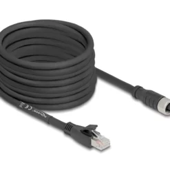 Delock M12 Kabel X-kodiert 8 Pin Buchse zu RJ45 Stecker Cat.5e S/FTP flexibel 10 m Zwart (80595)