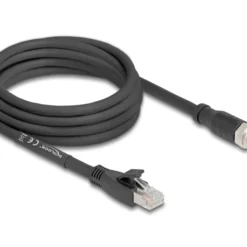 Delock M12 Kabel X-kodiert 8 Pin Stecker zu RJ45 Stecker Cat.5e S/FTP flexibel 3 m Zwart (80580)