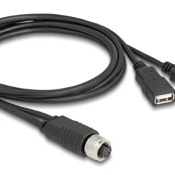 Delock M12 Kabel A-kodiert 8 Pin Buchse zu 2 x USB 2.0 Typ-A Buchse 1 m Zwart (60290)