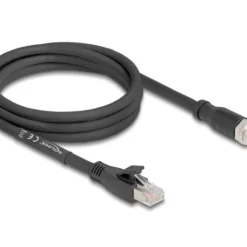 Delock M12 Kabel X-kodiert 8 Pin Stecker zu RJ45 Stecker Cat.5e S/FTP flexibel 2 m Zwart (80579)