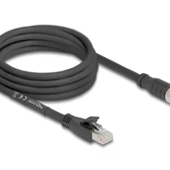 Delock M12 Kabel X-kodiert 8 Pin Buchse zu RJ45 Stecker Cat.5e S/FTP flexibel 3 m Zwart (80591)