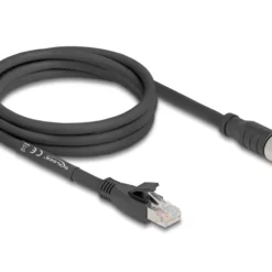 Delock M12 Kabel X-kodiert 8 Pin Buchse zu RJ45 Stecker Cat.5e S/FTP flexibel 2 m Zwart (80590)