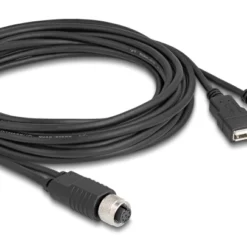 Delock M12 Kabel A-kodiert 8 Pin Buchse zu 2 x USB 2.0 Typ-A Buchse 3 m Zwart (60651)