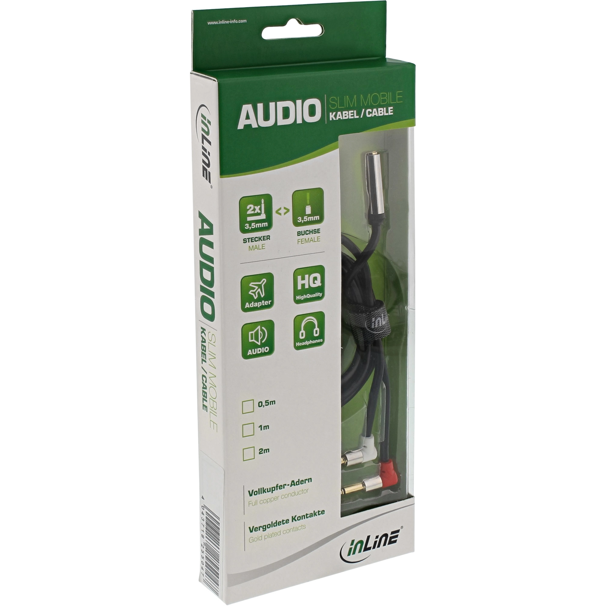 InLine 99251B audio kabel 2 m 2 x 3.5mm 3.5mm Zwart - Afbeelding 2