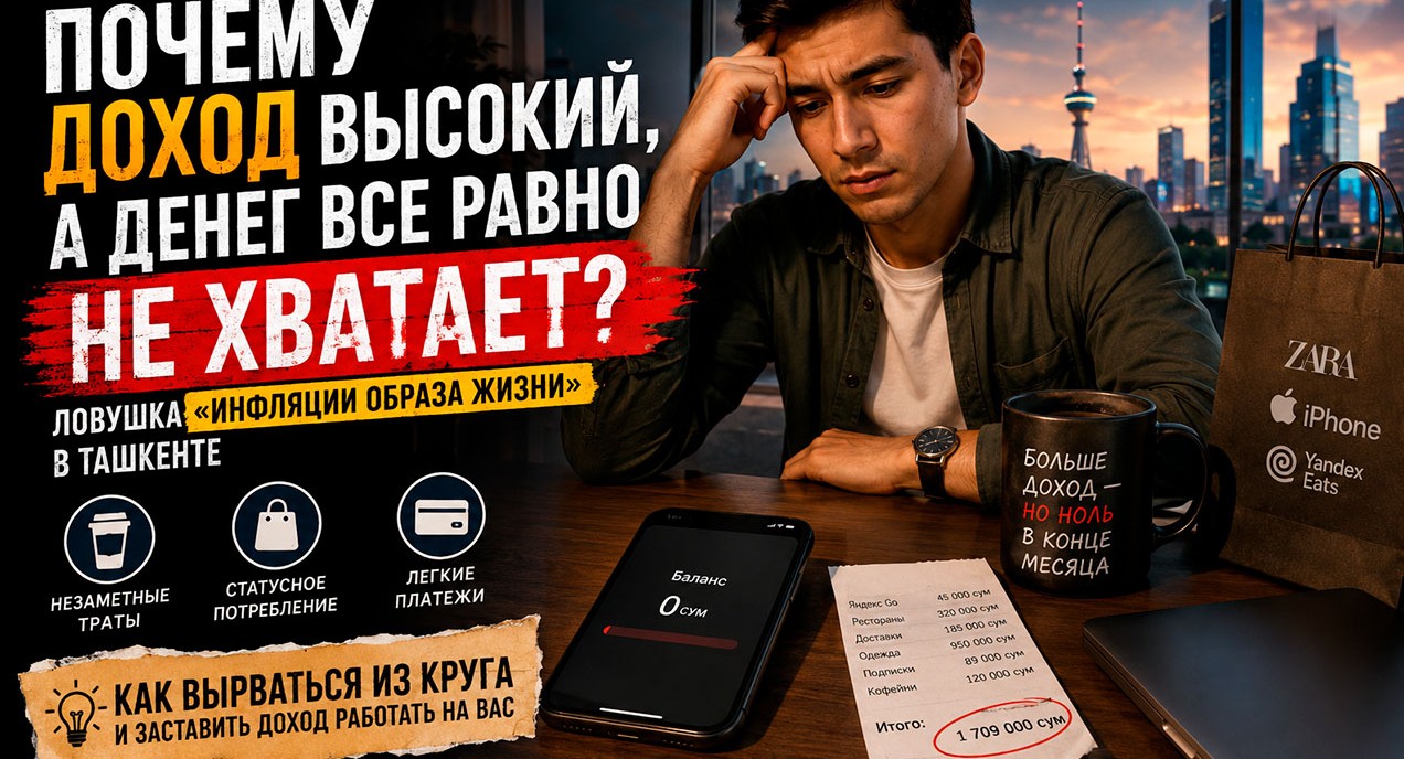 Обложка: Почему доход высокий, а денег все равно не хватает: ловушка «инфляции образа жизни» в Ташкенте