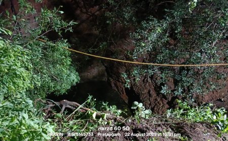 अवैध मादक पदार्थ से भरा वाहन कुएं में गिरा