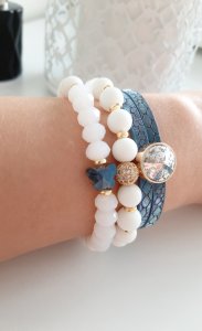 Baltas/melsvas apyrankių komplektas