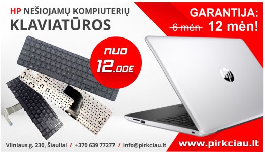 HP Compaq 6530B, 6535B, 6730B, 6735B, 6530, 6531B, 6730p nešiojamo kompiuterio klaviatūra