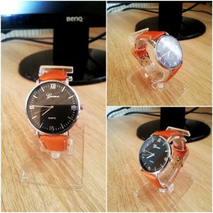 Vyriškas prabangiai atrodantis laikrodis su odine apyranke