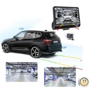 DVR TRIPLE aukštos raiškos IPS ekranas, 170 laipsnių vaizdo registratorius su galine vaizdo kamera