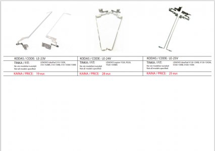 PIGIAUSIAI. LENOVO kompiuterio lankstai, vyriai, ekrano laikikliai