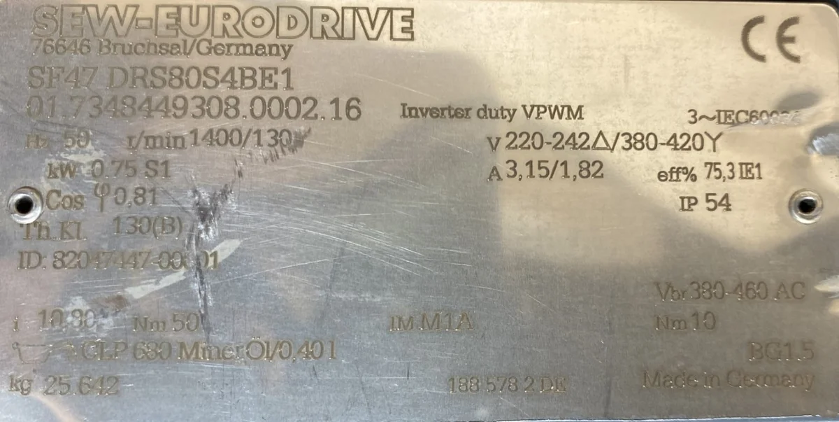 motoreduktor / przekładnia 0,75kW 130obr. 3fazowy HAMULEC SEW - zdjęcie 2