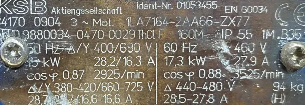 Pompa KSB ETABLOC GN 50-200/1502.1 15kW 2925obr. - zdjęcie 2