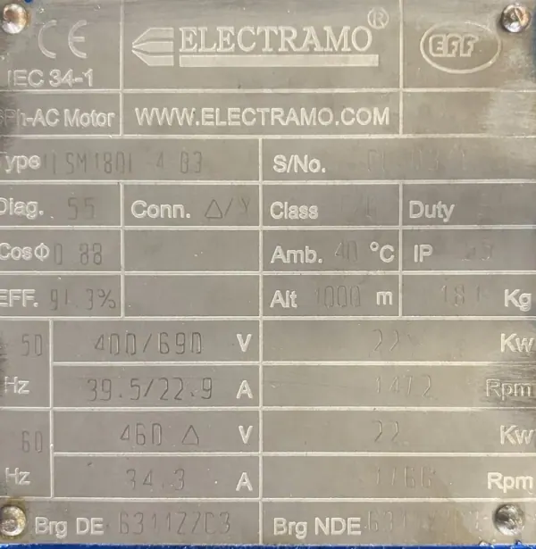 Silnik elektryczny 22kW 1472obr. 3fazowy - zdjęcie 2