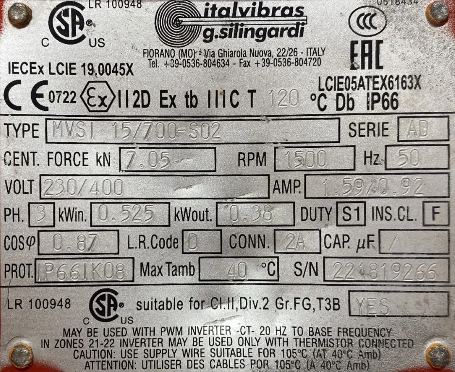 Elektrowibrator / silnik wibracyjny 0,525kW 1500obr. - zdjęcie 2