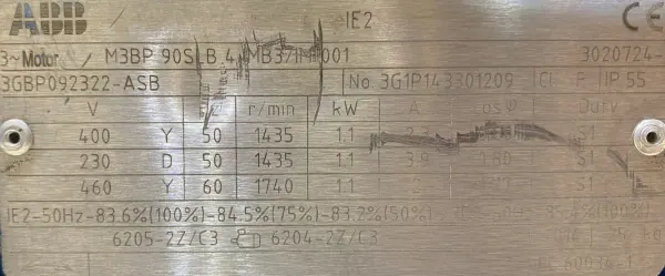 Silnik elektryczny 1,1kW 1435obr. 3fazowy ABB IE2 - zdjęcie 2