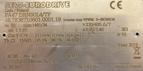 Motoreduktor / przekładnia 1,5kW 34obr. SEW - zdjęcie 2