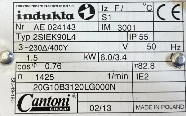 Silnik elektryczny 1,5kW 1425obr. 3fazowy INDUKTA IE2 - zdjęcie 2