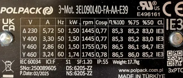 Silnik elektryczny 1,5kW 1445obr. 3fazowy IE3 - zdjęcie 2