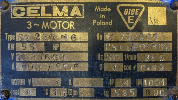 Silnik elektryczny 55kW 985obr. 3fazowy CELMA - zdjęcie 2