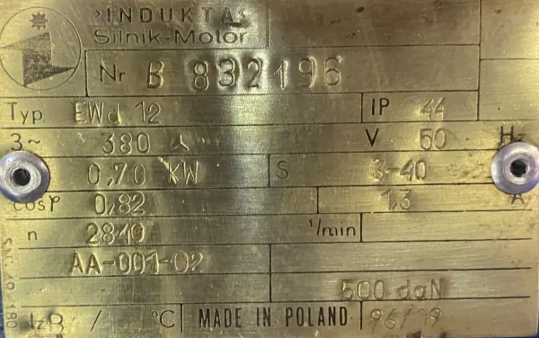 Elektrowibrator / silnik wibracyjny 0,70kW 2840obr. INDUKTA - zdjęcie 3