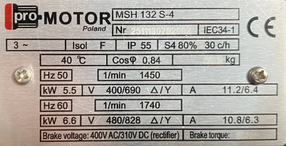  silnik elektryczny 5,5kW 1450obr. 3fazowy HAMULEC - zdjęcie 2