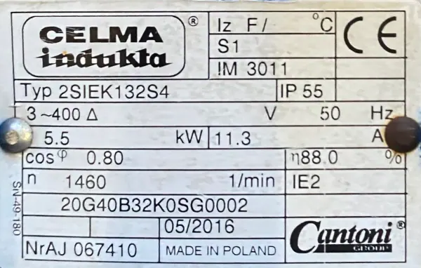 Silnik elektryczny 5,5kW 1460obr. 3fazowy INDUKTA IE2 - zdjęcie 2