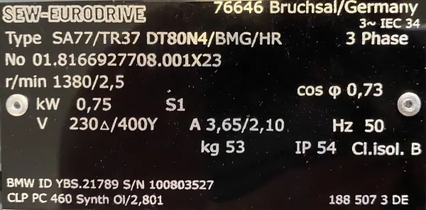 Motoreduktor / przekładnia 0,75kW 2,5obr. 3fazowy SEW - zdjęcie 3