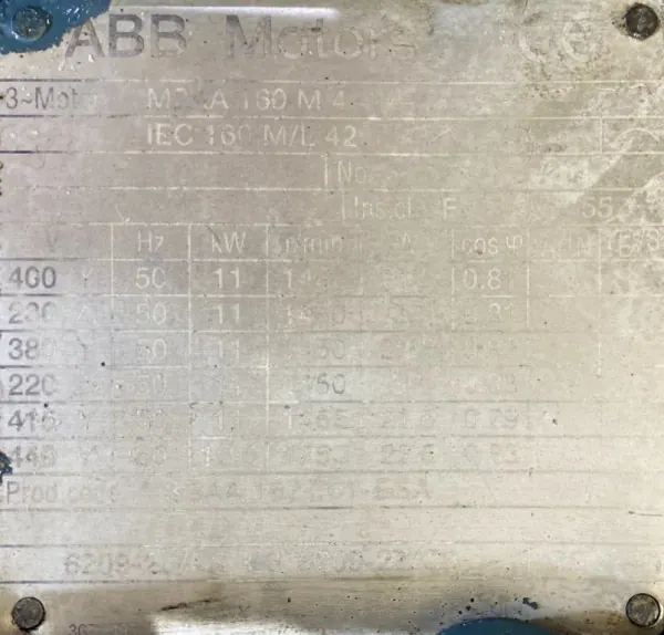 Silnik elektryczny 11kW 1460obr. 3fazowy ABB - zdjęcie 2
