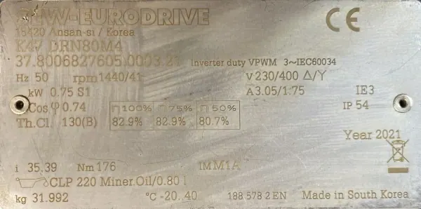 Motoreduktor / przekładnia 0,75kW 41obr. 3fazowy SEW - zdjęcie 2