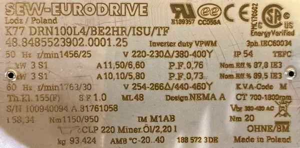 Motoreduktor / przekładnia 3kW 25obr. HAMULEC SEW - zdjęcie 3