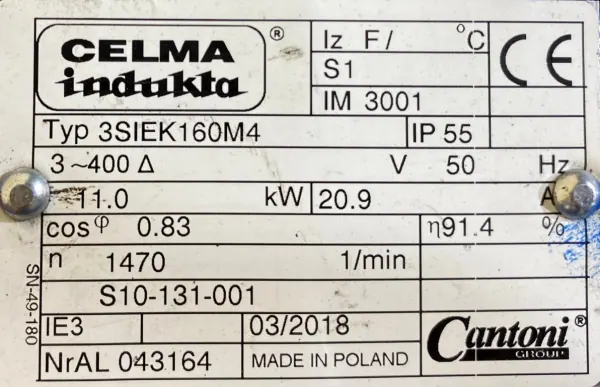 Silnik elektryczny 11kW 1470obr. 3fazowy INDUKTA IE3 B5 - zdjęcie 2