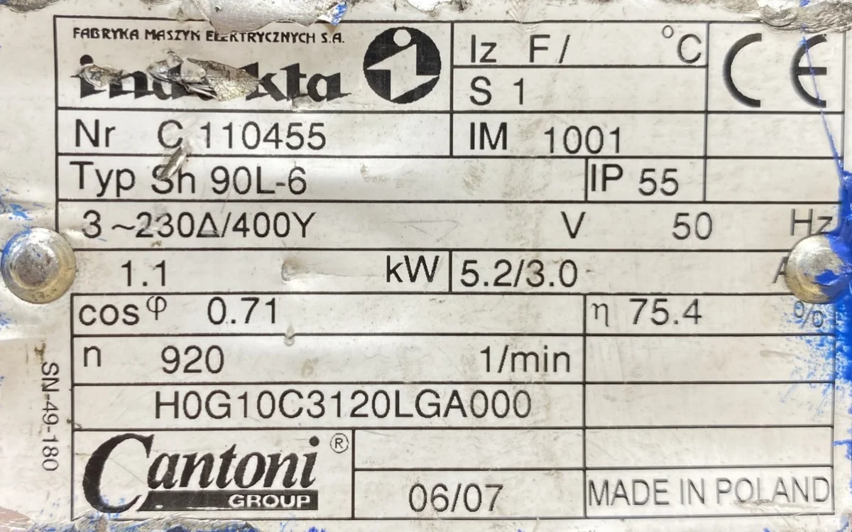 silnik elektryczny 1,1kW 920obr. 3fazowy INDUKTA - zdjęcie 2