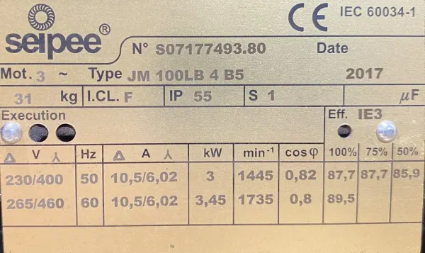 Silnik elektryczny 3kW 1445obr. 3fazowy IE3 - zdjęcie 2