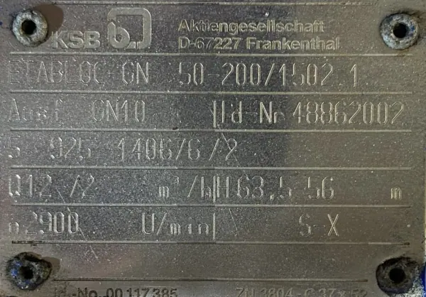 Pompa KSB ETABLOC GN 50-200/1502.1 15kW 2925obr. - zdjęcie 3