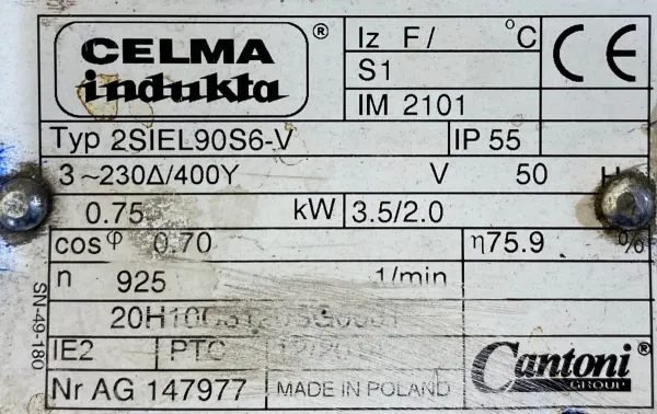 Silnik elektryczny 0,75kW 925obr. 3fazowy INDUKTA - zdjęcie 2