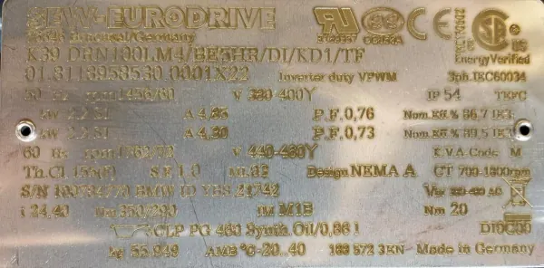 Motoreduktor / przekładnia 2,2kW 60obr. HAMULEC SEW - zdjęcie 2