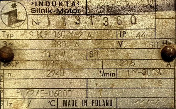 Silnik elektryczny 11kW 2940obr. 3fazowy INDUKTA - zdjęcie 2