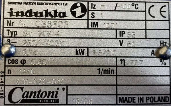 Silnik elektryczny 0,75kW 1440obr. 3fazowy INDUKTA - zdjęcie 2