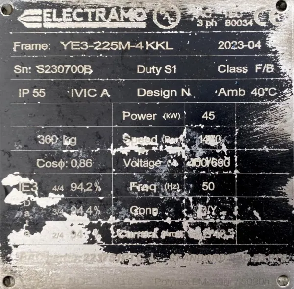 Silnik elektryczny 45kW 1480obr. 3fazowy IE3 - zdjęcie 2