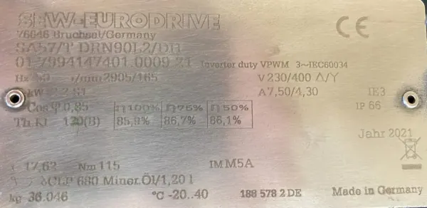 Motoreduktor / przekładnia 2,2kW 165obr. SEW - zdjęcie 2
