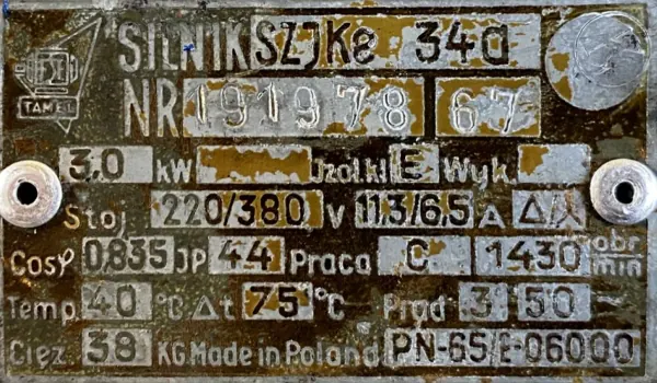 Silnik elektryczny 3kW 1430obr. 3fazowy Tamel SZJKe 34a - zdjęcie 2