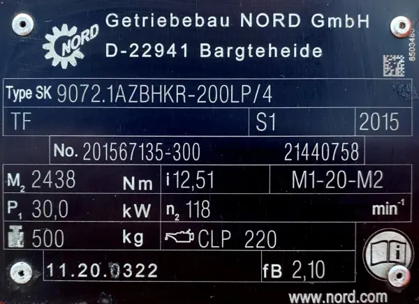Motoreduktor / przekładnia 30kW 118obr. NORD - zdjęcie 4